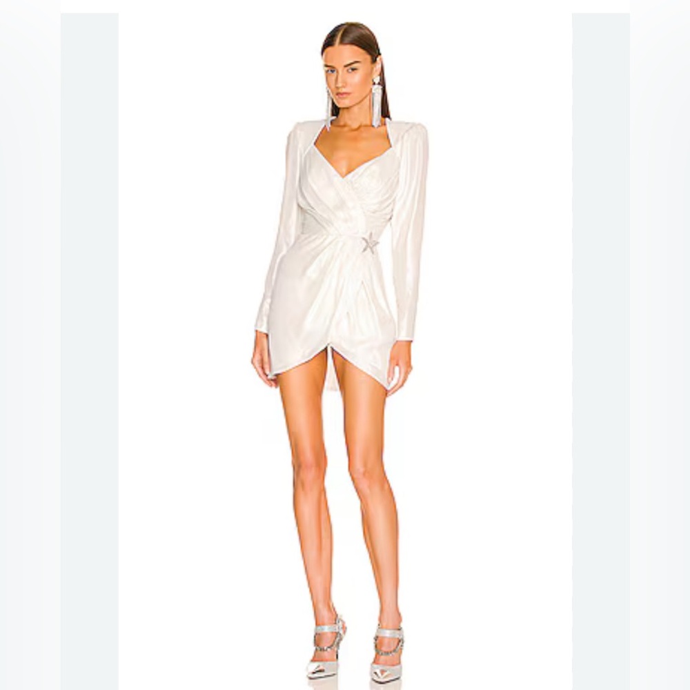 DUNDAS x REVOLVE Harlow Mini Dress in Metallic Ivory Women's Size Small